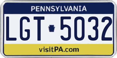 PA license plate LGT5032