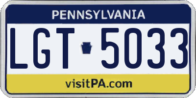 PA license plate LGT5033