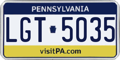 PA license plate LGT5035