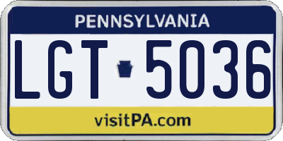 PA license plate LGT5036