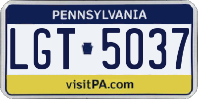 PA license plate LGT5037
