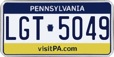 PA license plate LGT5049