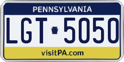 PA license plate LGT5050