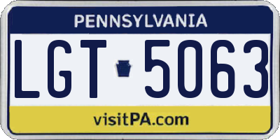 PA license plate LGT5063