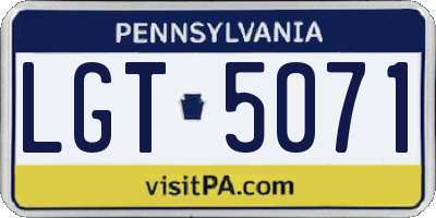 PA license plate LGT5071