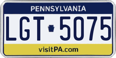 PA license plate LGT5075