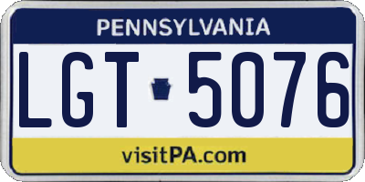 PA license plate LGT5076