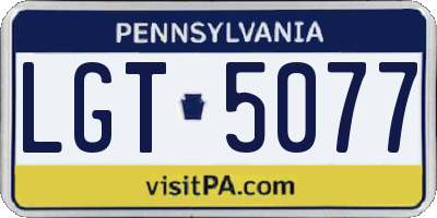 PA license plate LGT5077