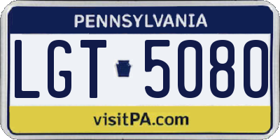 PA license plate LGT5080