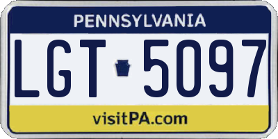 PA license plate LGT5097