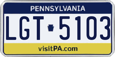 PA license plate LGT5103