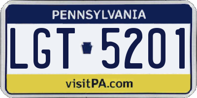 PA license plate LGT5201