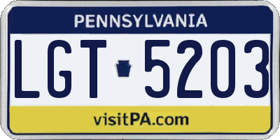 PA license plate LGT5203