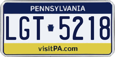 PA license plate LGT5218