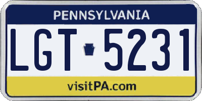 PA license plate LGT5231