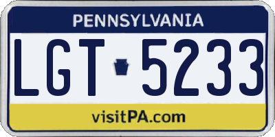 PA license plate LGT5233