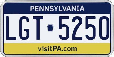 PA license plate LGT5250