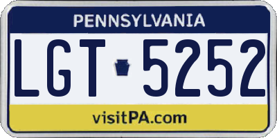 PA license plate LGT5252