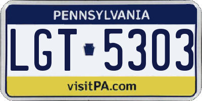 PA license plate LGT5303