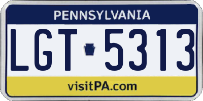 PA license plate LGT5313