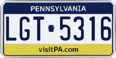 PA license plate LGT5316