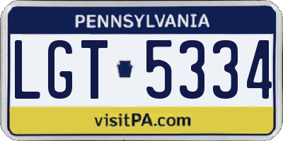 PA license plate LGT5334