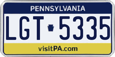 PA license plate LGT5335