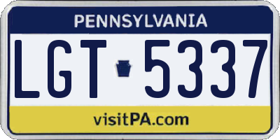 PA license plate LGT5337