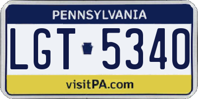 PA license plate LGT5340
