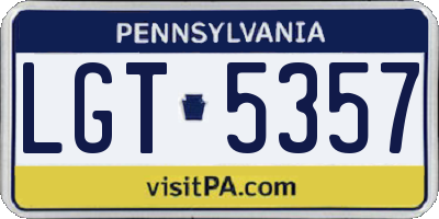 PA license plate LGT5357