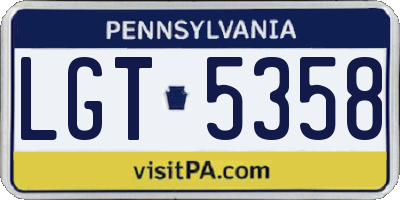 PA license plate LGT5358