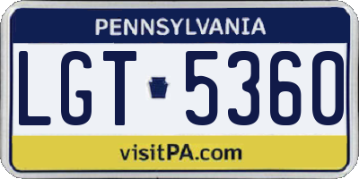 PA license plate LGT5360
