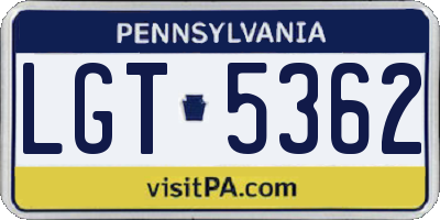 PA license plate LGT5362