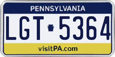 PA license plate LGT5364
