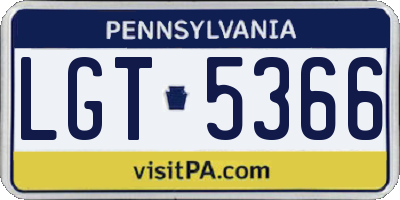 PA license plate LGT5366