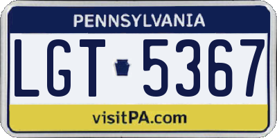 PA license plate LGT5367