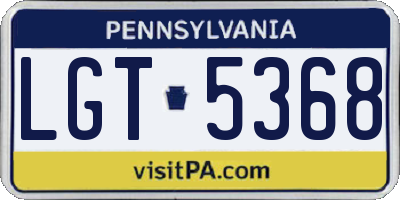PA license plate LGT5368