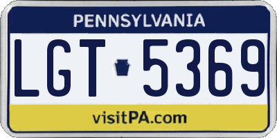 PA license plate LGT5369