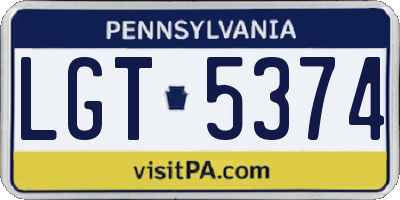 PA license plate LGT5374