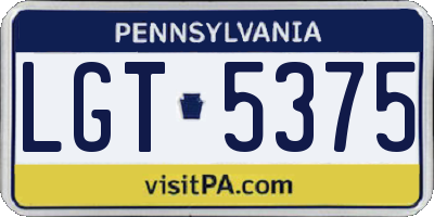 PA license plate LGT5375
