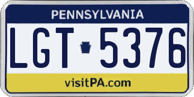 PA license plate LGT5376