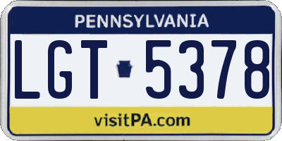 PA license plate LGT5378