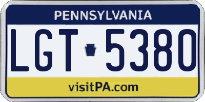 PA license plate LGT5380
