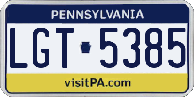 PA license plate LGT5385