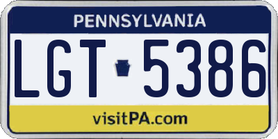 PA license plate LGT5386