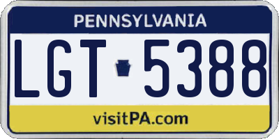 PA license plate LGT5388