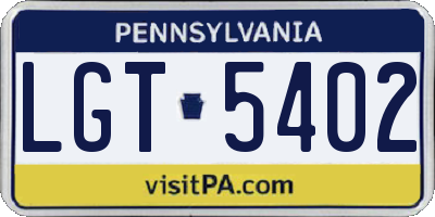 PA license plate LGT5402