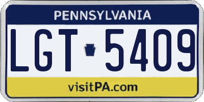 PA license plate LGT5409