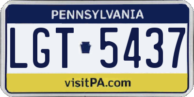 PA license plate LGT5437