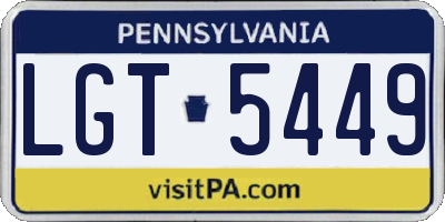 PA license plate LGT5449